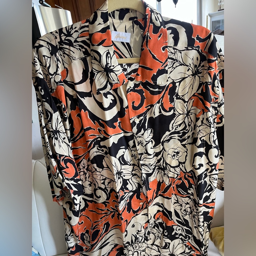 Brioni Mens Floral Print Shirt
